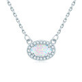 S925 Silver Saturn Orbit Opal Pendant Necklace-0-12