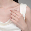 S925 Silver Full Moissanite Women's Rectangular Bamboo Knot Stack Ring-0-2