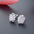 wholesale S925 silver minimalist style personalized zircon inlaid earrings, Korean and Japanese version, retro crystal stud earrings for women-0-6