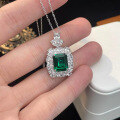 wholesale 925 Silver New Jewelry Women's European and American Vintage Luxury 4ct Nano Green 9*11 Exquisite Inlaid Pendant-0-1