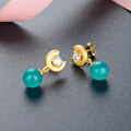 wholesale S925 Sterling Silver New Chinese Style Guochao Fashion Amazonite Earrings with Synthetic Gemstones, Women's Design-Forward Cross-Border New Accessories-0-3