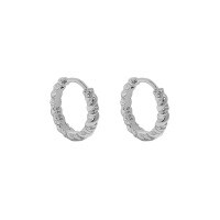 wholesale S925 Sterling Silver Korean Version Ins Niche Design Minimalist Versatile Geometric Circular Twist Texture Ear Clips for Women-EA696【White Gold】 925 Silver