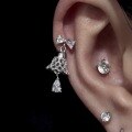 wholesale S925 Sterling Silver Bow Lace Bell Teardrop Earrings, Small and Exquisite, Christmas Atmosphere, Ear Cartilage Earrings for Women-0-0