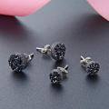 wholesale S925 Sterling Silver Men's Earrings Trendy Black Korean Minimalist Personality Crystal Cluster Popular Unisex Student Earrings-0-1