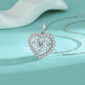 wholesale Silver Moissanite Heart Necklace Zircon Pendant Fashion Jewelry Simple Micro-Paved Choker Wholesale-0-2
