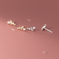 wholesale S925 Sterling Silver Mini Earring Delicate Wheat Vine Cute Diamond Inlaid Leaf Earrings for Women M02163-0-0