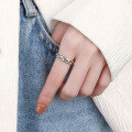wholesale S925 Sterling Silver Retro Vintage Handwoven Ring with Geometric Lines Creative Adjustable Open Ring-0-2