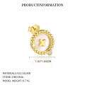 wholesale S925 Sterling Silver Round Vintage Button Earrings With Inlaid White Shell, Luxury Advanced Style, Cross-border Wholesale-0-8