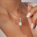 S925 Silver Natural Freshwater Pearl Teardrop Zircon Necklace-0-0