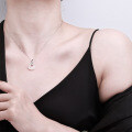 S925 Silver White Chalcedony Pendant Peace Buckle Necklace Gift-0-2