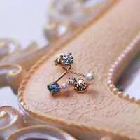 wholesale S925 Sterling Silver Small Fresh Shell Jewelry Asymmetrical Ear Drops with Natural Freshwater Pearls Detachable Stud Earrings New Design-Earrings--Single 925 Silver