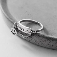 wholesale S925 Sterling Silver Trendy Goodlucky Ring for Women, Unique Niche Design Disco Ring, Internet Celebrity Ins Style-xb664-copper platinum