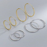wholesale Sterling Silver S925 12mm 15mm Wire Diameter Large Hoop Earrings Versatile Mini Circular Ear Clasp Earrings G0083-G0083-1.2*8mm 925 silver electroplated silver