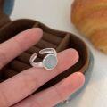 wholesale S925 Sterling Silver Chalcedony Ring for Women, Ethereal Style Minimalist Luxury Adjustable Circular Open Ring with a Sense of Sophistication-0-1