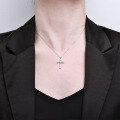 S925 Sterling Silver Cross Pendant Necklace, Moissanite Christmas Wholesale-0-2