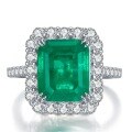 wholesale Sterling Silver Style 5CT Simulated Emerald Cut 10*12 Geometric Rhombus Ring Cross-border-0-5