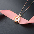 wholesale S925 Sterling Silver Rose Gold Plated Fashion Minimalist Geometric Circle Zircon Pendant Necklace for Women-0-3