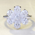 wholesale S925 Silver New 4*6mm Petal Teardrop White Diamond Ring Simple and Stylish Versatile Design-0-0