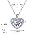 S925 Sterling Silver Moissanite Women's Necklace, Heart Pendant, Daily Luxury Gift-0-3