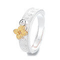 wholesale S925 Sterling Silver Creative Gold and Silver Flower Color Block Ring, Ins Style, Unique and Exquisite Light Luxury Openable Ring-0-5