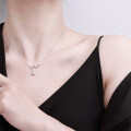 Metal ECG Pendant Necklace with Diamonds, Trendy Ins Style-0-2