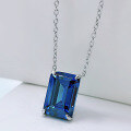 wholesale S925 Silver Women's Pendant Necklace with 10*14 Blue Gemstone Inlaid, Fashion Anniversary Engagement Live Streaming-0-6