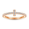 wholesale 925 Sterling Silver T-shaped Full Diamond Cross Finger Ring for Women, Minimalist Daily Korean Style from PopularBrand T-0-1