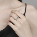 S925 Silver Oval Moissanite Ring for Women with Cross Pavé Band and Four-Prong Setting-0-2
