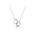 wholesale S925 silver double ring necklace with diamond inlay, double loop Korean-style irregular minimalist small trendy collarbone chain D7267-0-4
