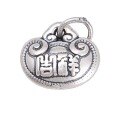 wholesale 999 Silver Pure Silver Pendant with "Peace and Joy" Meaning, Silver Jewelry Bracelet Hand String DIY Material Accessories-0-4