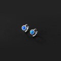 wholesale S925 Sterling Silver Geometric Minimalist Colorful Synthetic Opal Ear Studs for Women, Korean Style Delicate Earrings M00470-0-3