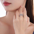 925 Silver Moissanite Mobius Micro-Set Hollow Crossover-0-1