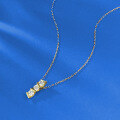 wholesale S925 silver gold-plated three-diamond bar pendant necklace for women, designed for cross-border bestsellers-0-1
