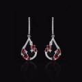 wholesale S925 Sterling Silver Inlaid Natural Garnet Earrings Crystal Diopside Earrings-0-3
