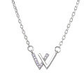 wholesale 925 Sterling Silver W Letter Necklace New Women's Xiao Zhan Same Style Bo Jun Yi Xiao Collarbone Chain Double V Neck Chain-0-4