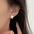 wholesale S925 Sterling Silver Minimalist Heart Stud Earrings for Women, Small Niche Ear Care, Luxe Heart-shaped Earrings-0-4