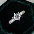 S925 Silver D Color Moissanite Women's Simulation Ring, 1 Carat Adjustable Opening-0-0
