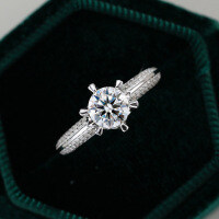 S925 Silver D Color Moissanite Women's Simulation Ring, 1 Carat Adjustable Opening.-1 carat (simulated diamond)  10 yards