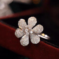 wholesale S925 sterling silver full-body sun flower ring minimalist unisex versatile tail ring small and unique-0-5