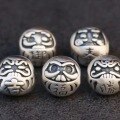 wholesale 3D Silver S999 Dharm Egg Spacer Beads Auspicious/Blessing/Determination/Victory/Dedication for Horizontal DIY Pure Silver Jewelry-0-3