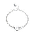 wholesale S925 Sterling Silver European and American Minimalist Style AB Chain with Hollow Round Frame Geometric Versatile Bracelet for Women-0-4