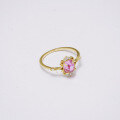 wholesale S925 silver-plated 14K gold red corundum white zircon ring for daily wear in fresh and sweet style-0-2