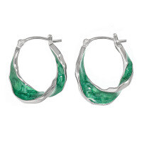 wholesale S925 Sterling Silver Original Niche Twist Loop U-Shaped Design High-End Elegant Green Resin Earrings with Ear Clips for Women-Platinum 925 silver