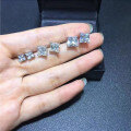S925 Sterling Silver Square Earrings with Moissanite, Simple and Chic for Commuting-0-2