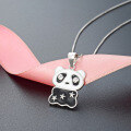 wholesale 925 Sterling Silver Cartoon Cute Panda Necklace for Women, Small Niche Design Oil-Drip Pendant, Cross-Border Animal Accessory-0-1