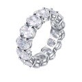 wholesale S925 Silver New Simulated Row Diamond Ring 5*7 Oval Solitaire Ring for Women-0-4