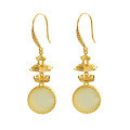 wholesale 925 Sterling Silver with Certificate New Chinese Style Inlaid Hetian Jade Earrings, Ancient Octagonal Pavilion Natural Jade Ear Drops-0-4