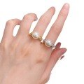 wholesale S925 Silver European and American Minimalist Geometric Ring with 10mm Shell Pearl, Cold Style Band-0-4