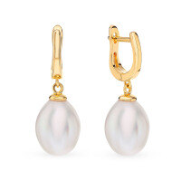 wholesale S925 Sterling Silver Beaded Pearl Ear Clasp Drop Shape Fashion Minimalist Elegant Temperament High-End Earrings-Gold 925 silver