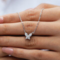 S925 Sterling Silver Moissanite Butterfly Necklace for Women-0-2